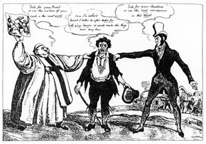 Karikatúra a Klára megyei időközi választás kampányáról, 1828